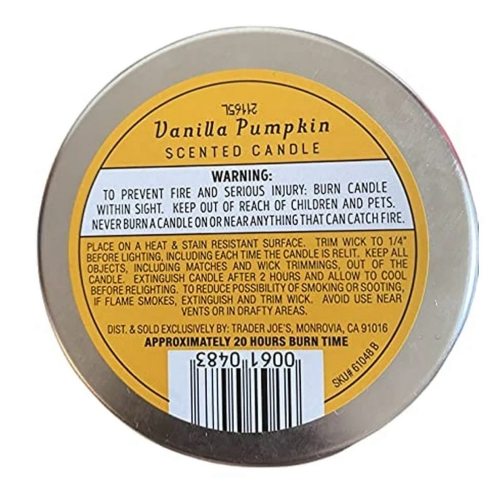 Trader Joe's Vanilla Pumpkin Scented Candle NWT - Picture 3 of 4